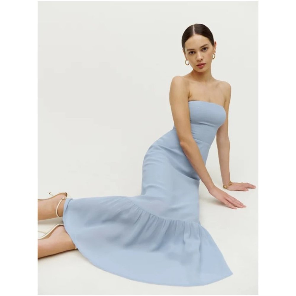 Light blue Reformation Arta Dress in Mineral